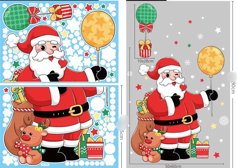 Decal Dán Kính Trang Trí Noel Hít Tĩnh Điện ( ko cần keo ) AMJ056