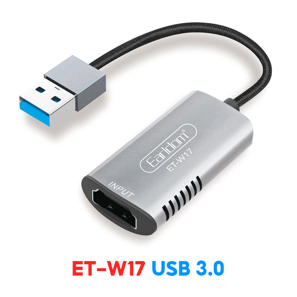 Bộ Cáp Live Stream, Ghi Hình HDMI to USB 3.0 Video Capture Card Earldom W17 + W16 1080P 60FPS - Hàng Chính Hãng