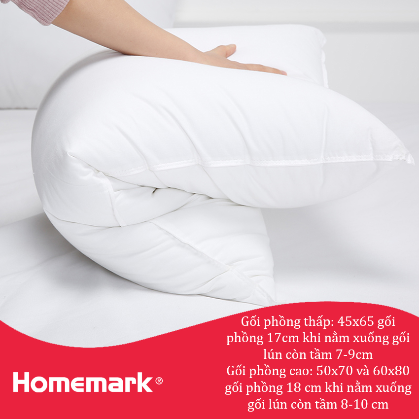 Ruột gối nằm lông vũ khách sạn cao cấp sợi microfiber nhân tạo Hanvico by Homemark có kích thước trẻ em và 50x70 cm