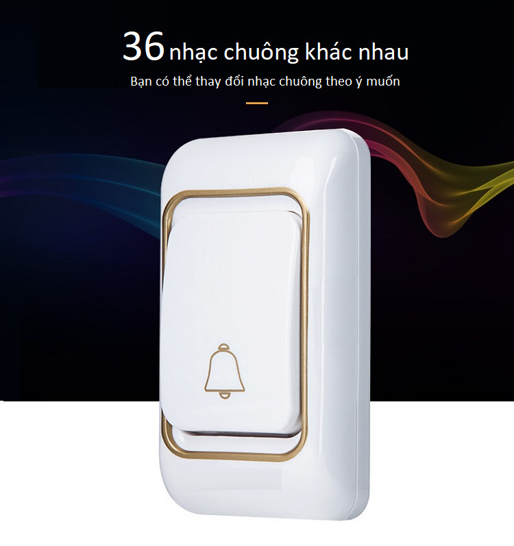 Chuông cửa đôi không dây chống nước K06-2 (1 NÚT NHẤN, 02 CHUÔNG BÁO) - Tặng kèm 01 quạt mini cắm cổng USB vỏ thép