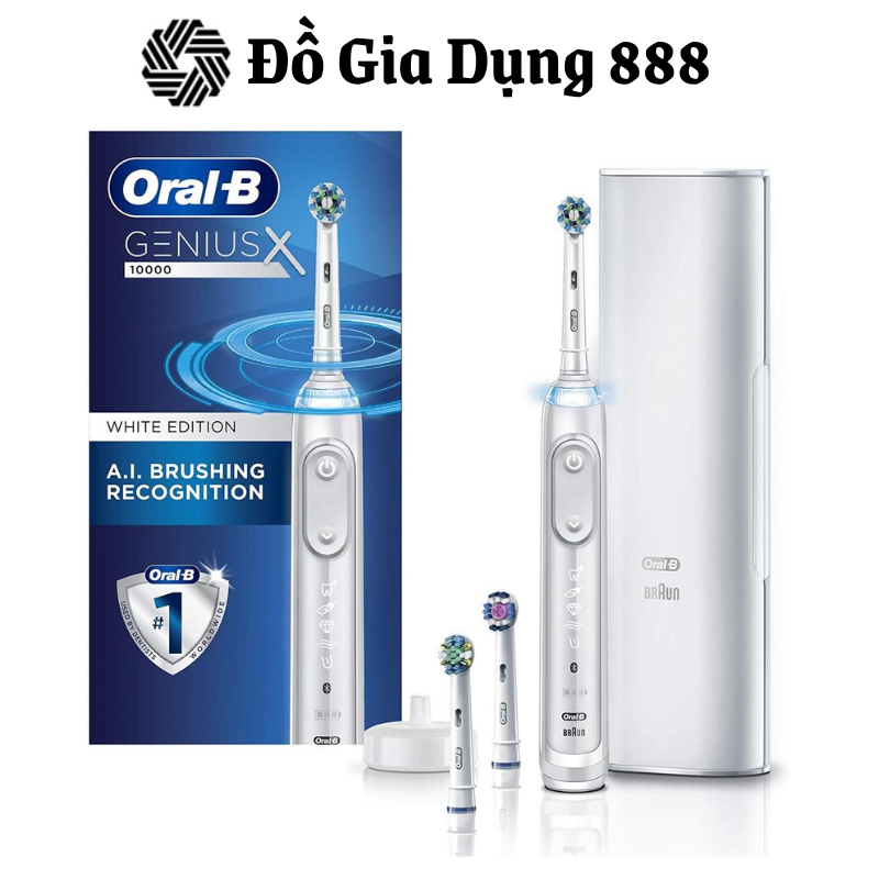 Bàn Chải Điện ORAL-B GENIUS X 20100S, Công Nghệ AI, Pin Lithium, Cảm Biến Smartring, Nhập Đức, BH 12 Tháng
