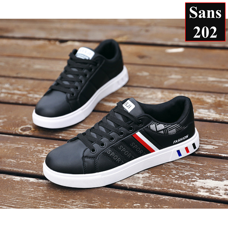 Giày thể thao sneaker nam Sans202 đen sọc trắng