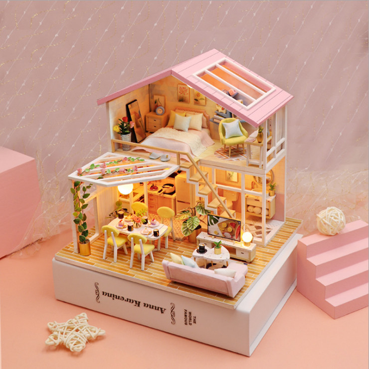 Mô hình nhà DIY Doll House Sweet Time Kèm Mica Chống bụi