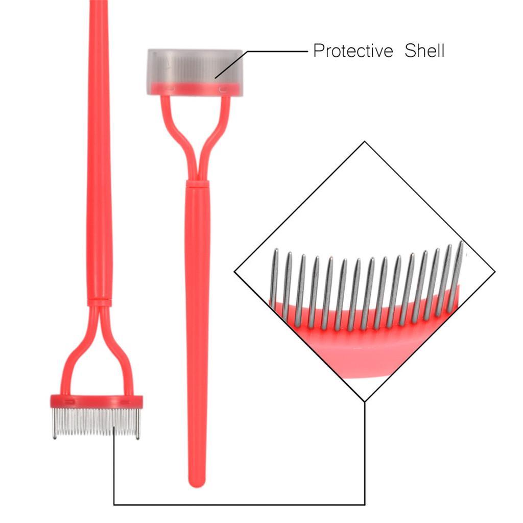 Plastic Handle Eyelash Extension Brush Metal Lash Comb Cosmetic Makeup Tool