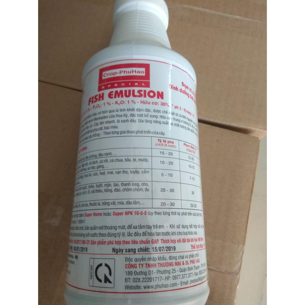 Phân hữu cơ đa lượng đạm cá cô đặc FISH EMULSION - Chai 1 lít