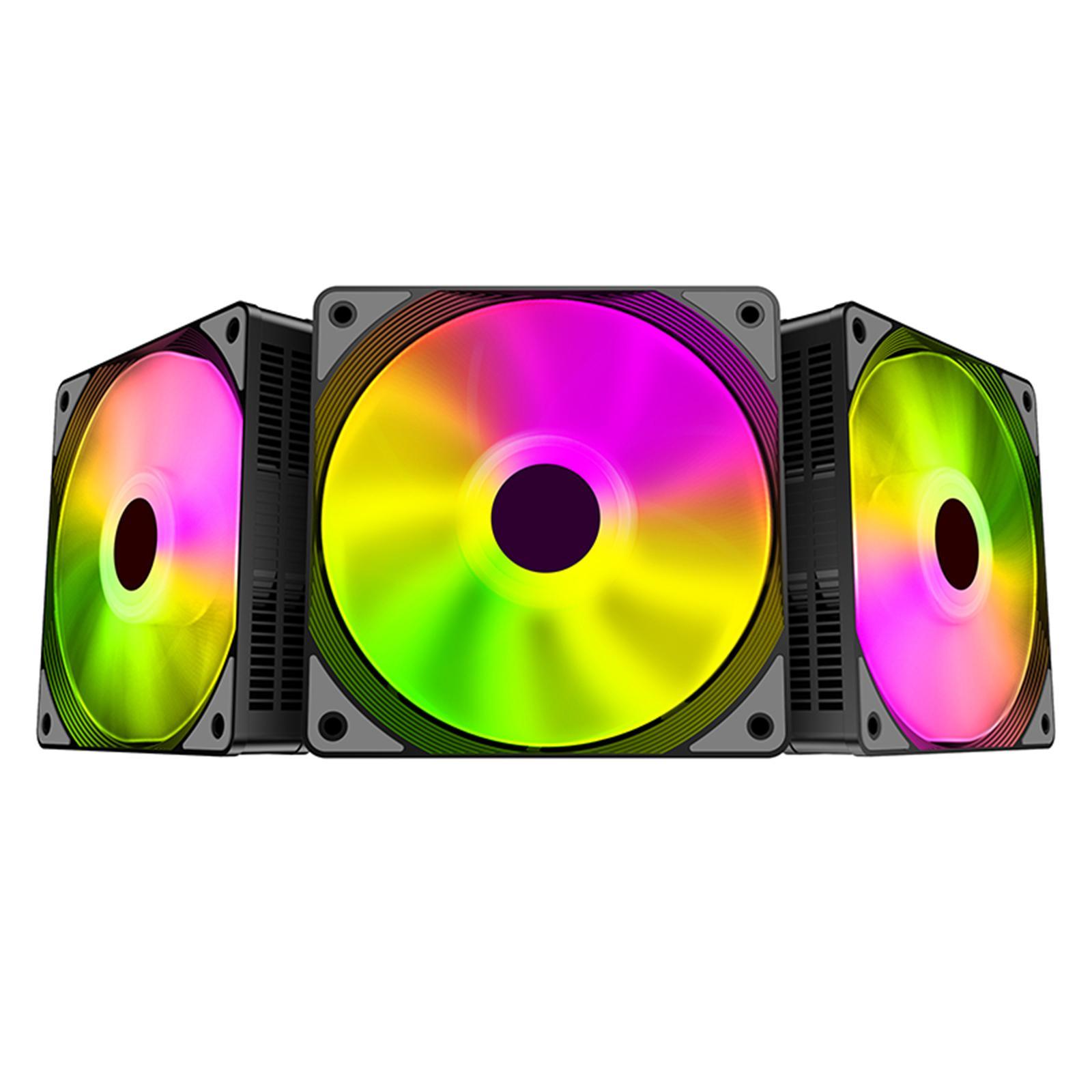 3x Universal 120mm Case Cooling Fan 1200RPM RGB LED Square  3.6W
