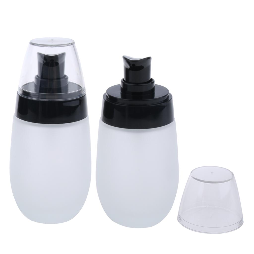 2pcs Frosting Glass Refillable Empty Pump Lotion Body Wash Hand Wash Liquid Spray Bottle Makeup Container Vials