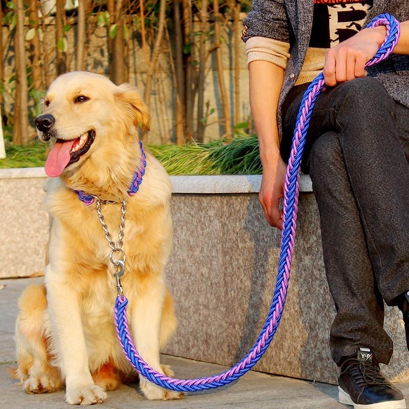 Dây xích dắt chó to Bọc dù 8 sợi vặn thừng chắc khỏe