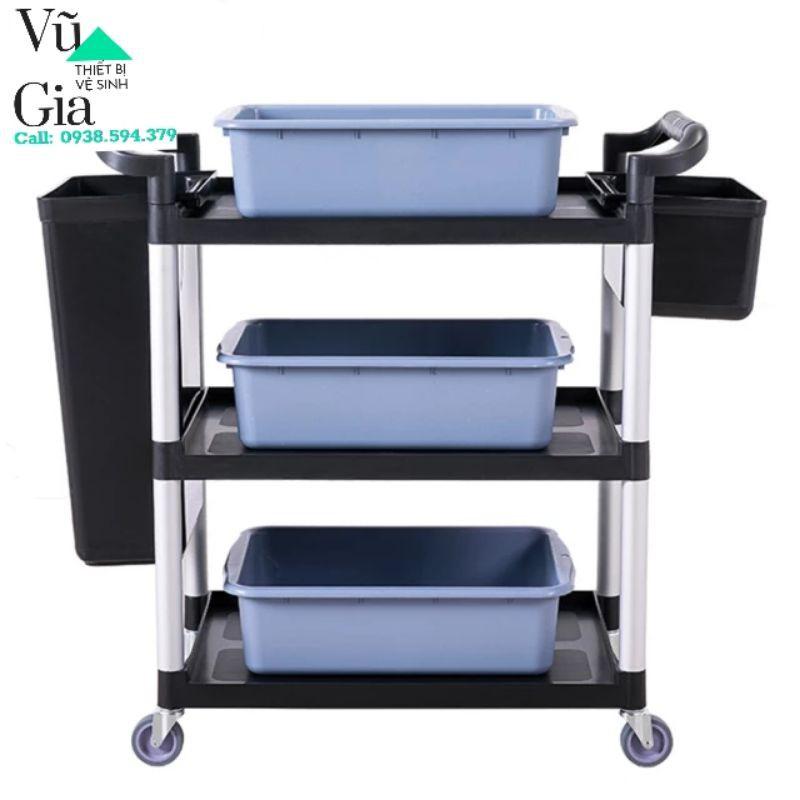 XE ĐẨY DỌN THỨC ĂN 3 TẦNG BẰNG NHỰA