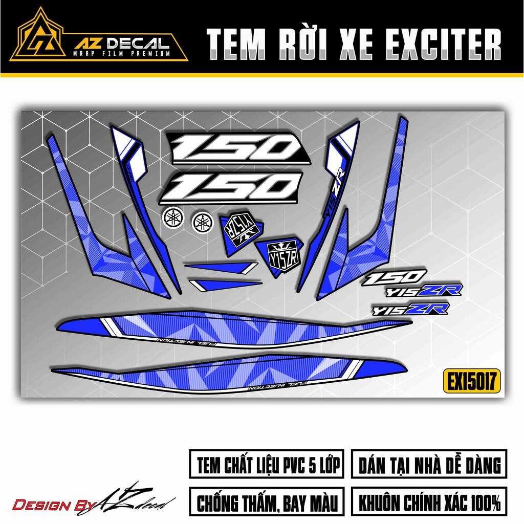 Tem Rời Dán Xe Exciter 150 Mẫu Họa Tiết 3D | EX15017 | Decal Xe Ex150 Chất Liệu PVC Chống Bay Màu, Chống Nước - Xanh Đen