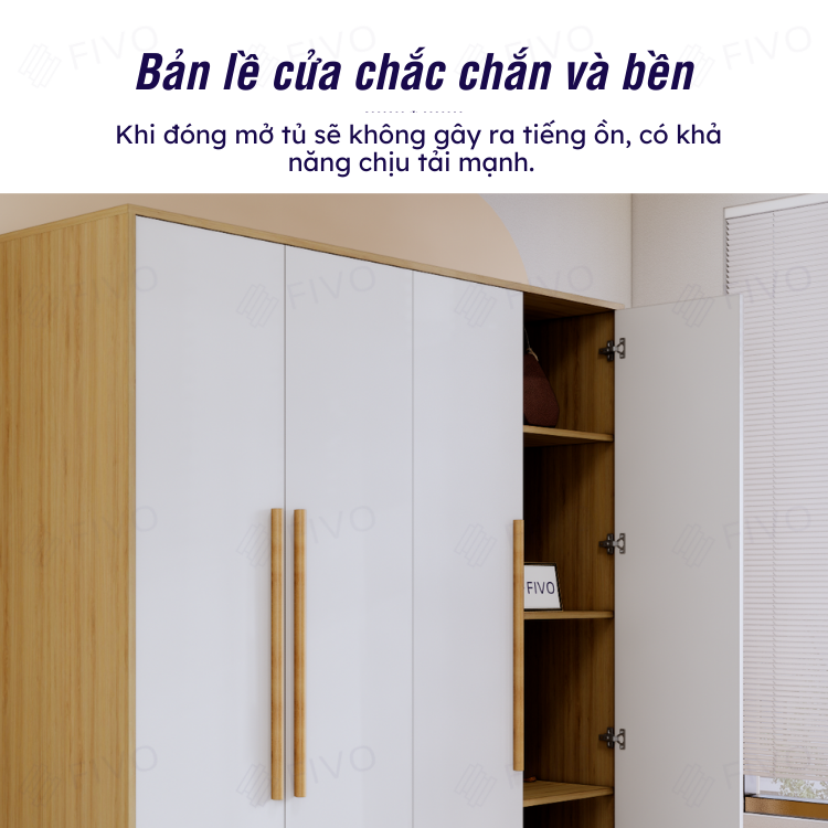 Tủ Quần Áo Gỗ Chống Ẩm Cửa Mở FIVO Mã FC01 Hiện Đại Cao Cấp, Dễ Dàng Lắp Ráp Tại Nhà, Thiết Kế Nhiều Ngăn Mở Rộng Diện Tích