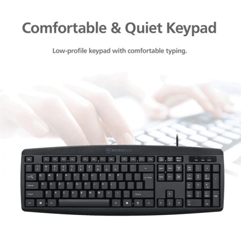 Bàn phím có dây MicroPack OFFICE LITE KM-203W - Hàng Chính Hãng