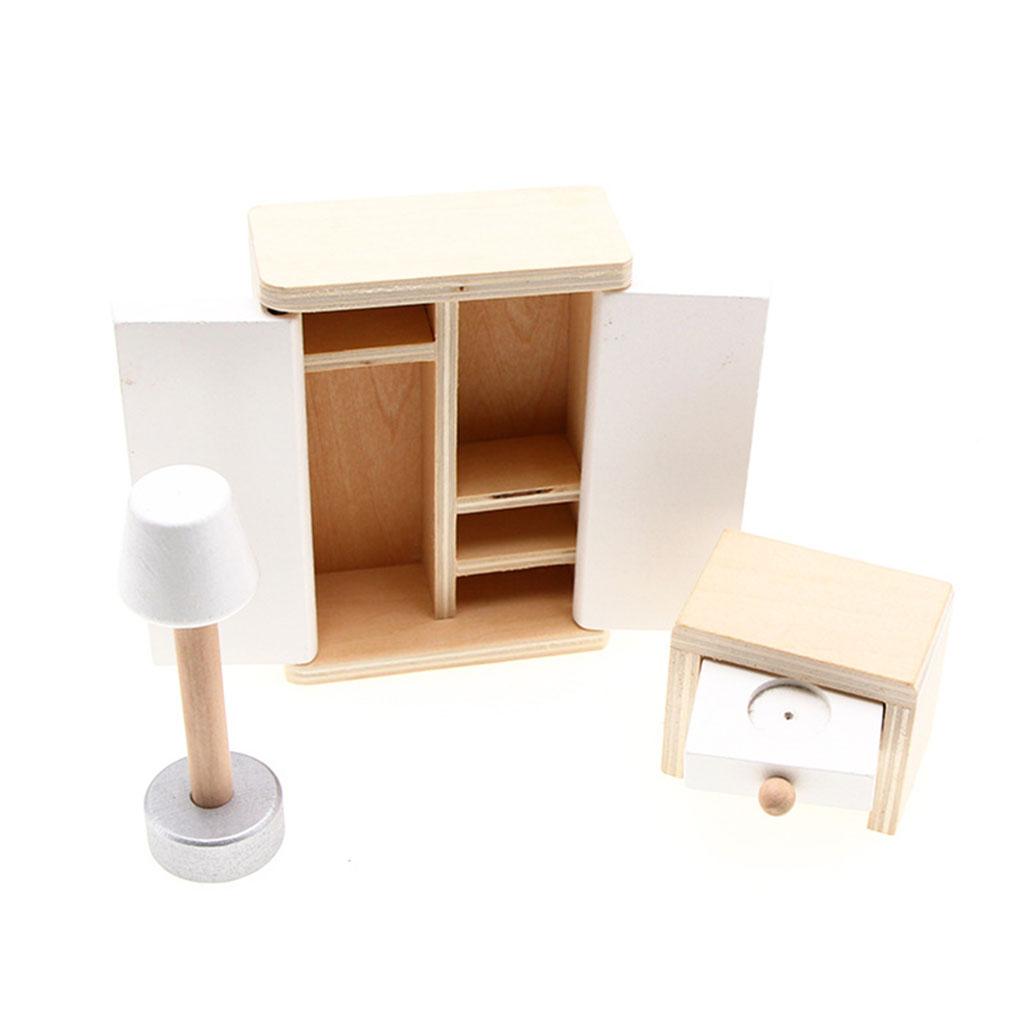 1/12 Doll House Bedroom Set Wardrobe Miniature Furniture Household Closet
