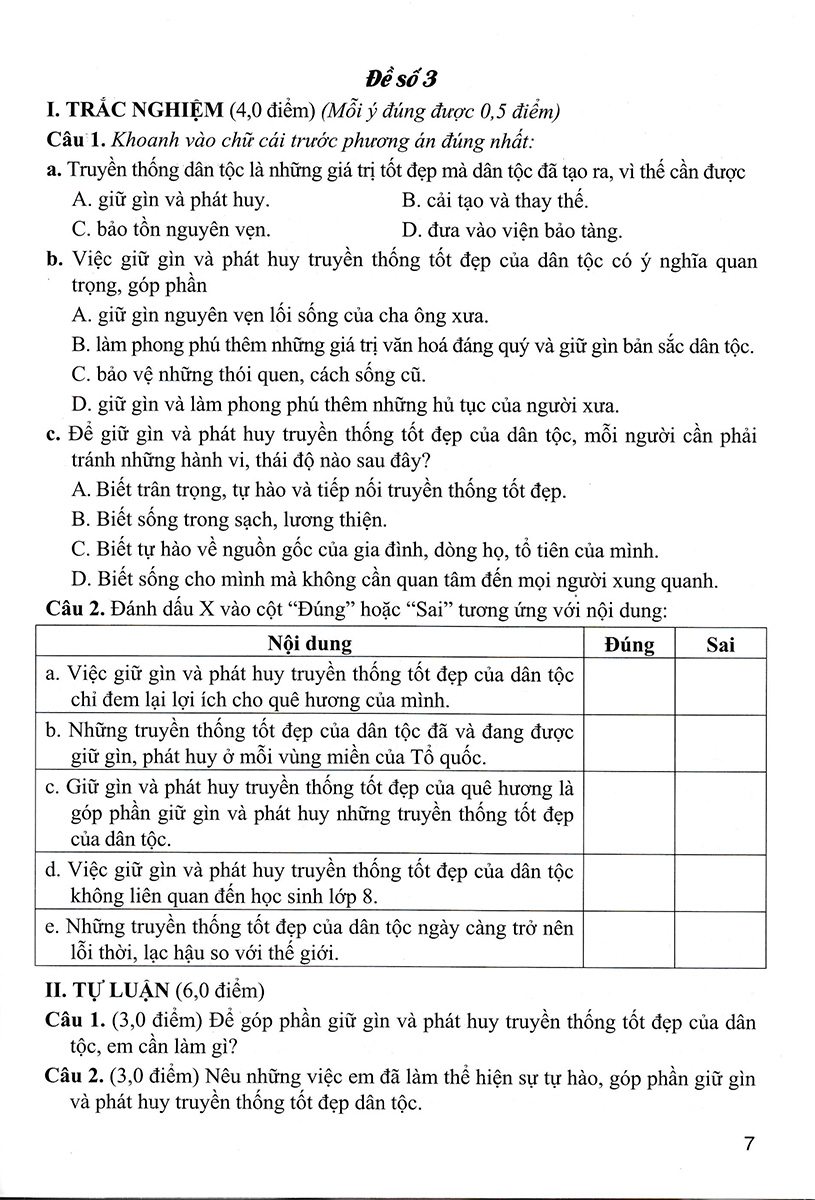 Hình ảnh Đề Kiểm Tra, Đánh Giá Giáo Dục Công Dân 8 (Dùng Kèm SGK Kết Nối Tri Thức Với Cuộc Sống) _HA