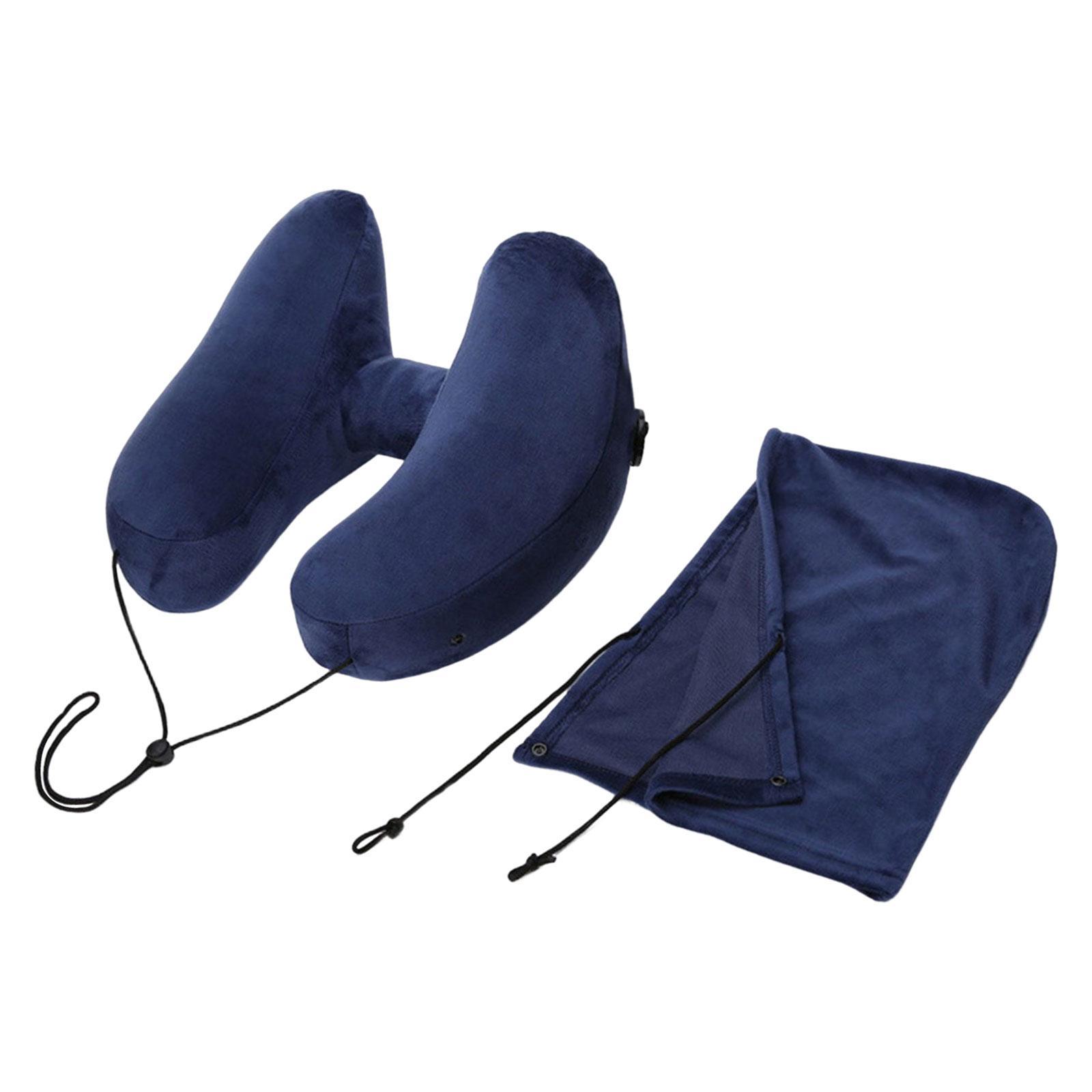 Portable Travel Inflatable Neck Pillow Convenient Storage Ergonomic U Shape