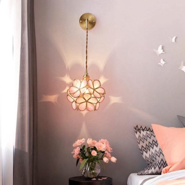 Đèn trang trí, đèn thả hoa chất liệu đồng thuần chất DT DDT