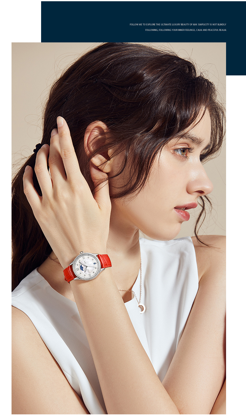 Đồng hồ nữ chính hãng I&amp;W CARNIVAL IW582G-3 Kính sapphire ,chống xước ,Chống nước 30m ,Bảo hành 24 tháng,Máy cơ (Automatic),dây da cao cấp, thiết kế đơn giản dễ đeo