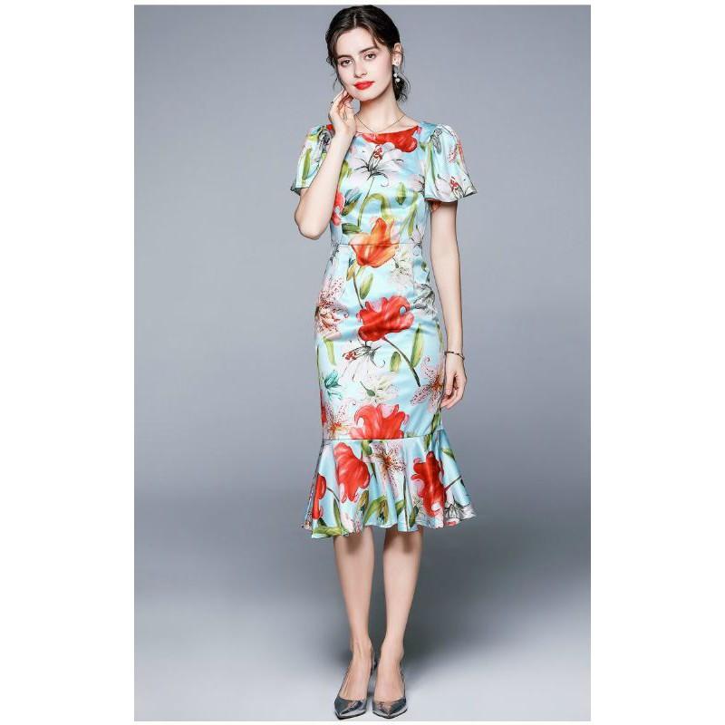 HÀNG NHẬP - ĐẦM BODY LỤA HOA ĐUÔI CÁ