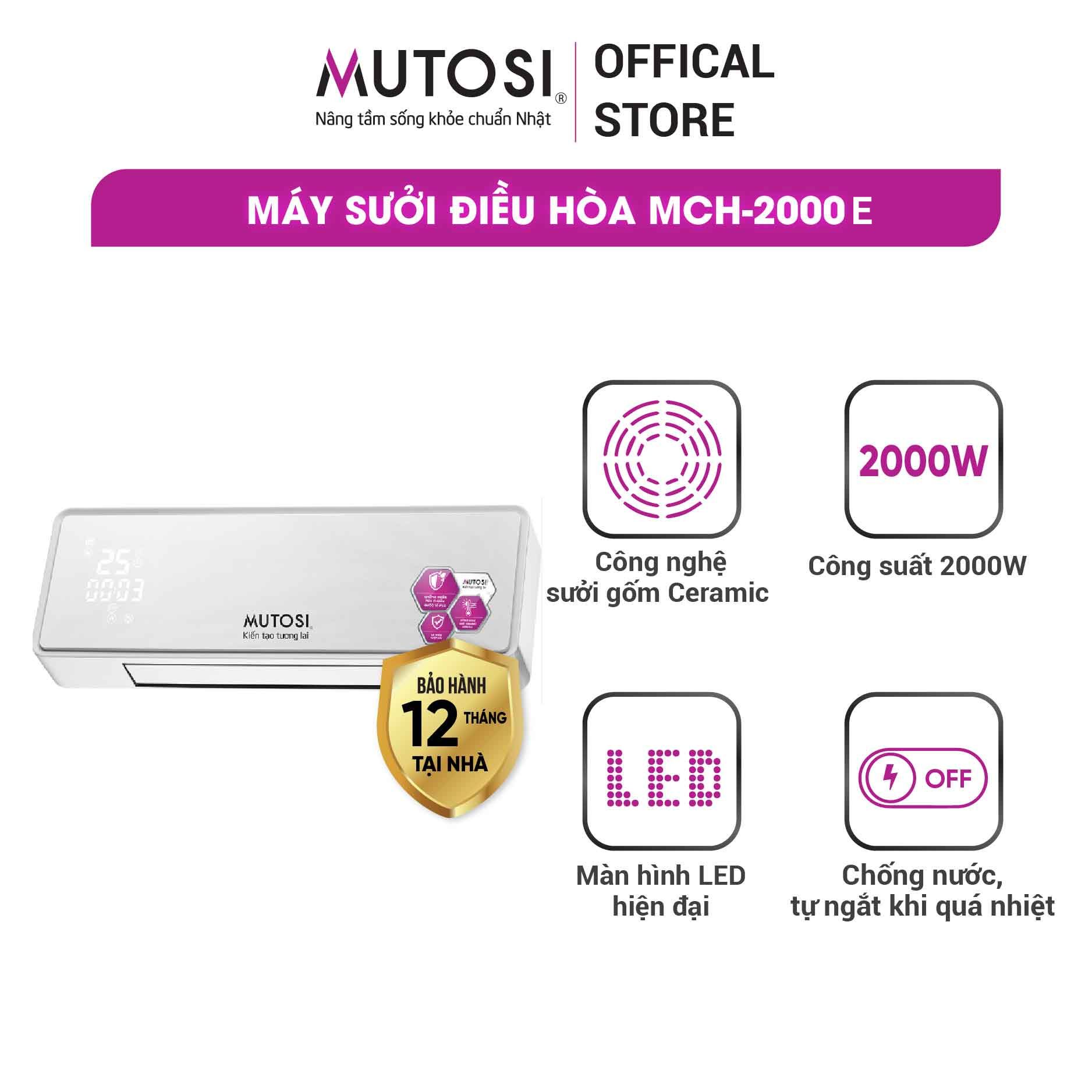 Máy sưởi điều hòa Ceramic Mutosi MCH-2000E - Hàng chính hãng