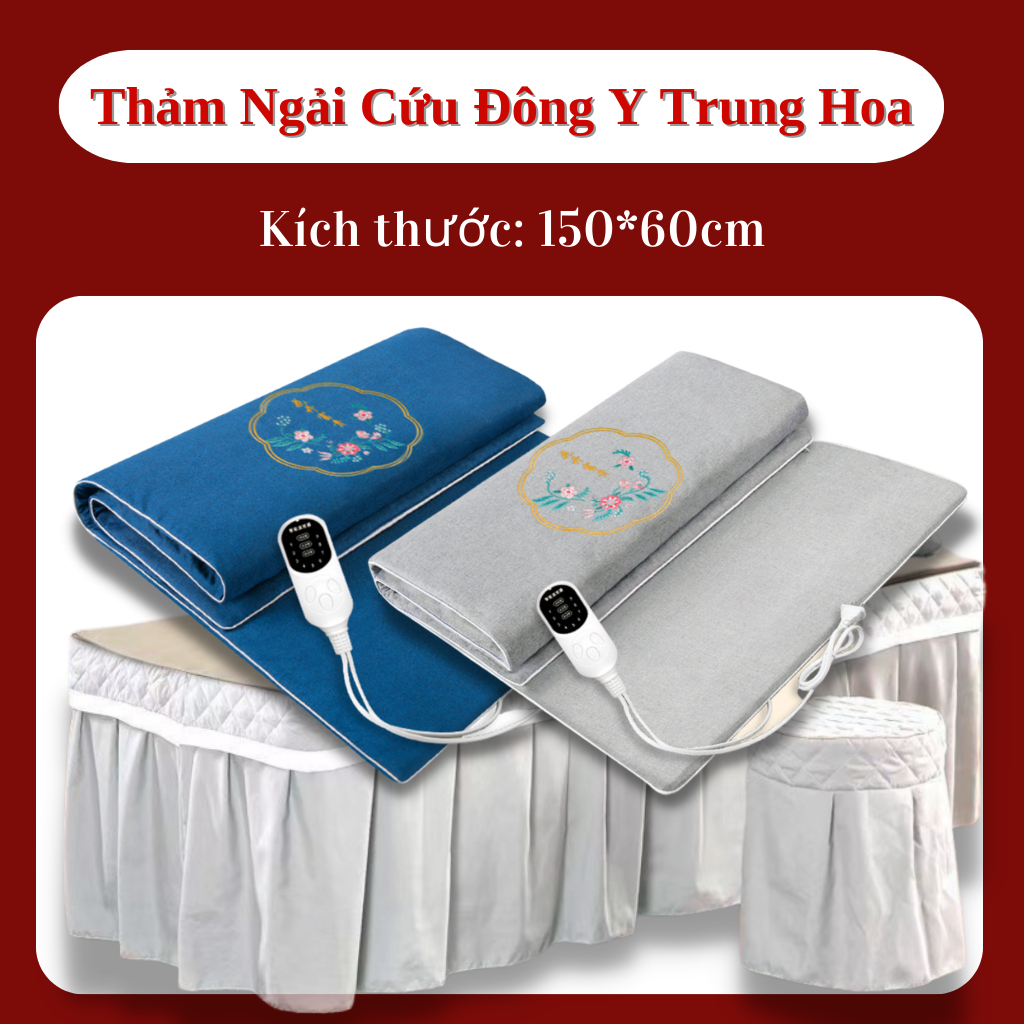 Thảm ngải cứu đông y Trung Hoa 60*150cm sưởi ấm, hỗ trợ điều trị đau mỏi vai gáy xương khớp, Đệm sưởi điện ngải cứu đông y - Hàng chính hãng