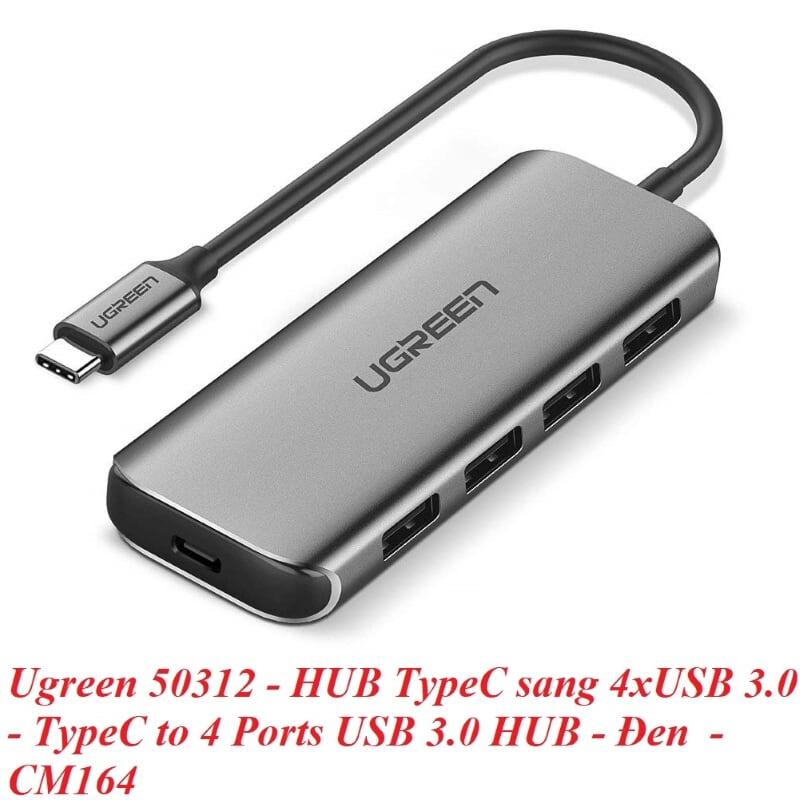 Ugreen UG50312CM164TK Bộ chuyển đổi TYPE C sang 4 USB 3.0 + hỗ trợ nguồn TYPE C - HÀNG CHÍNH HÃNG