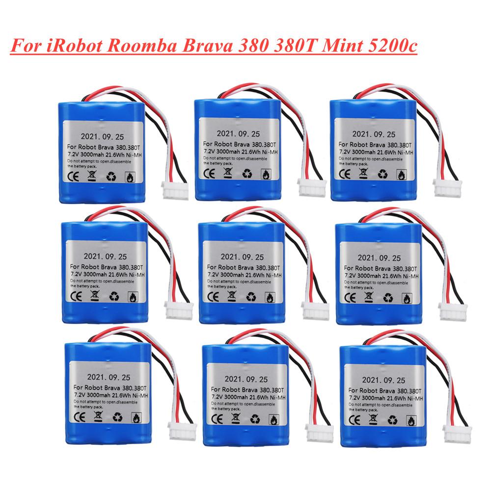 Ban đầu 7.2v 3000mah Cho iRobot Roomba Brava 380 380T Mint 5200c Ni-MH nâng cấp 2500mAh 3.0Ah Pin Sạc 7.2v 1-10 cái Màu sắc: 10 cái