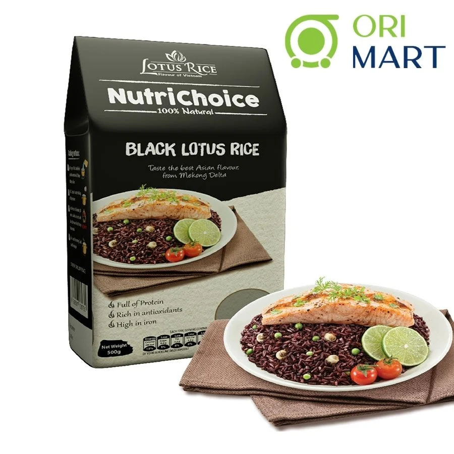 Combo 5 Gạo Lứt Tím Than Hữu Cơ NutriChoice Black Lotus Rice Gói 500g Thơm Ngon Giàu Dinh Dưỡng ORIMART