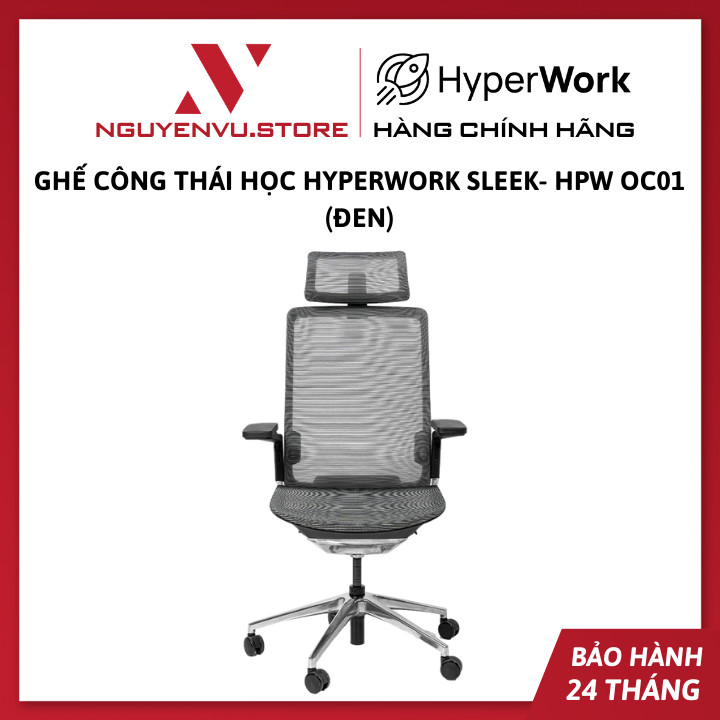 Ghế Công thái học HyperWork Sleek- HPW OC01 (Đen) - Hàng Chính Hãng