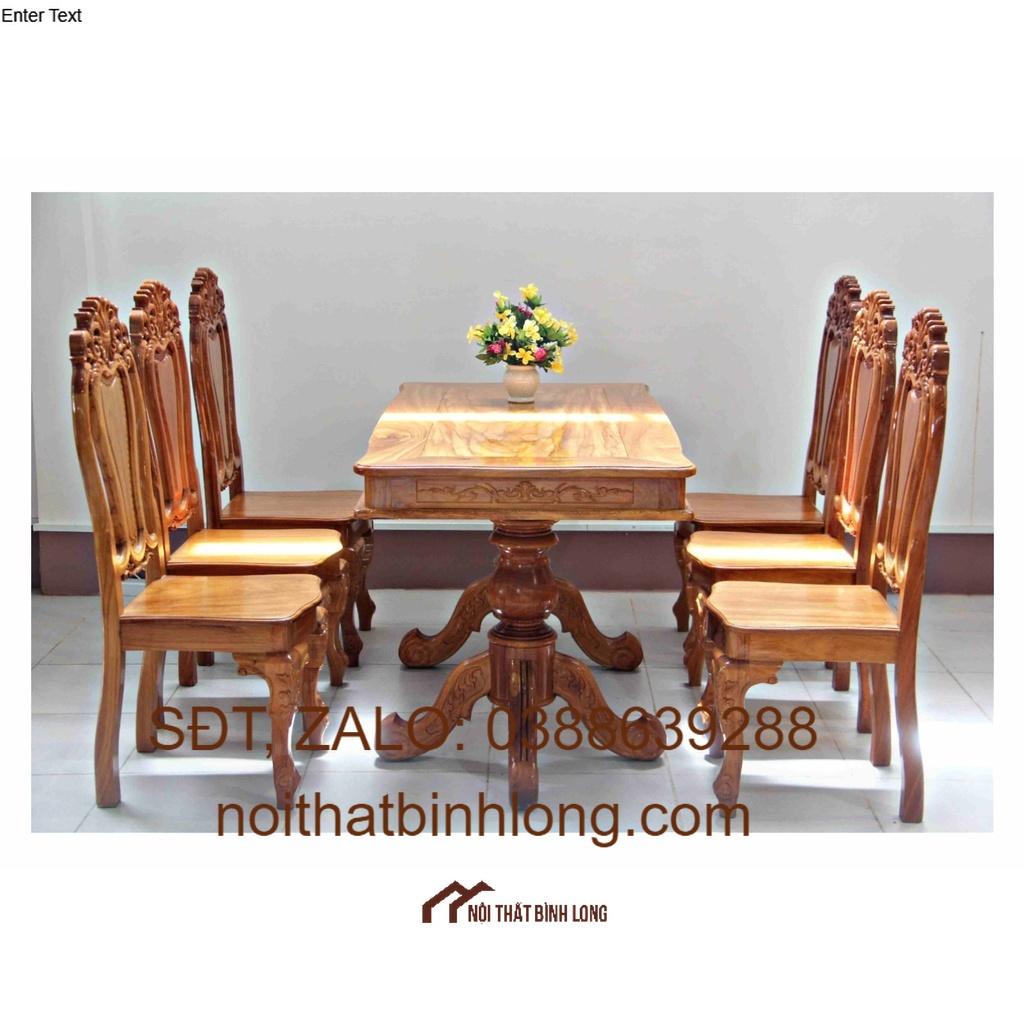 BÀN ĂN GỖ GÕ ĐỎ VUÔNG 6 GHẾ
