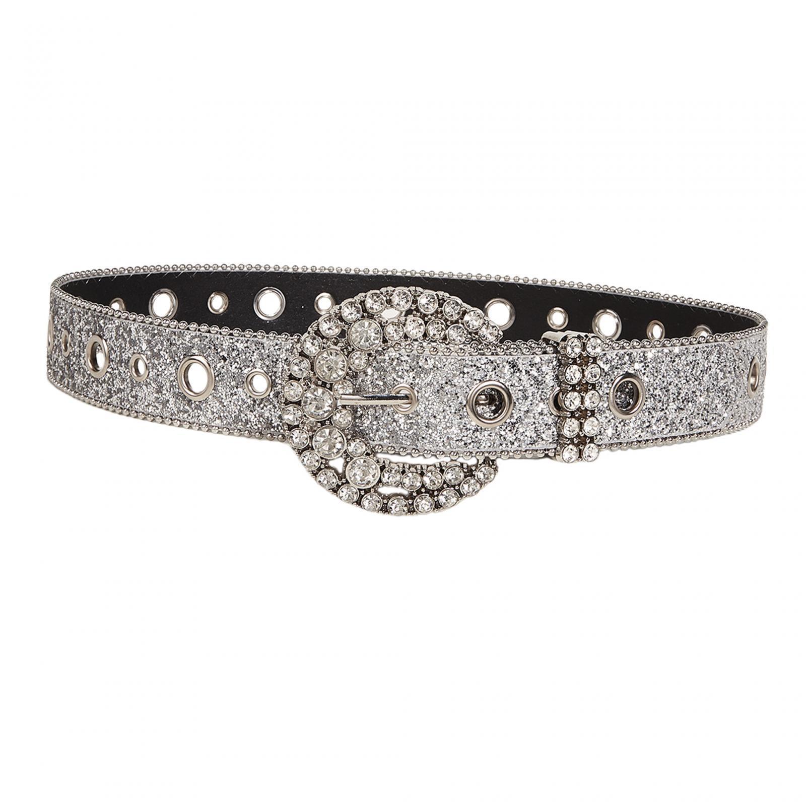 Rhinestone Belt Cowgirl Cowboy for Women Men Pants PU Leather Belt