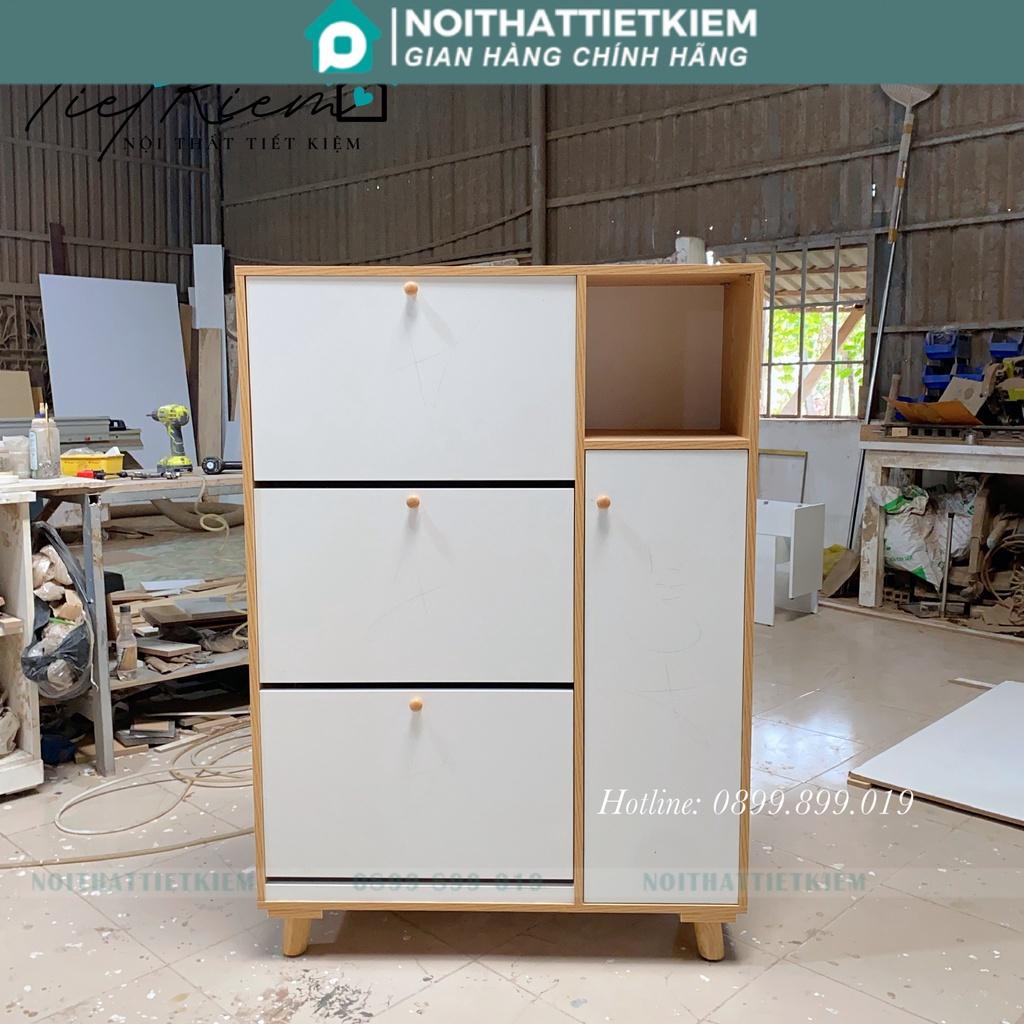 Tủ giày dép vân gỗ sồi thông minh NTTK đã lắp Hình chụp tại xưởng TG032