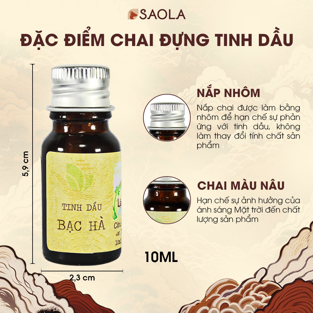 Hình ảnh Tinh dầu Bạc hà thương hiệu Làng Hạ 10ml (Peppermint oil): Giúp thông mũi, giải cảm, lọc không khí - Hàng Chính Hãng