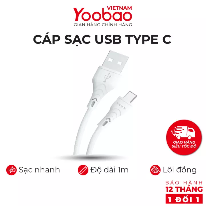 Dây cáp sạc USB Type C YOOBAO C6 Sạc ổn định dài 1m