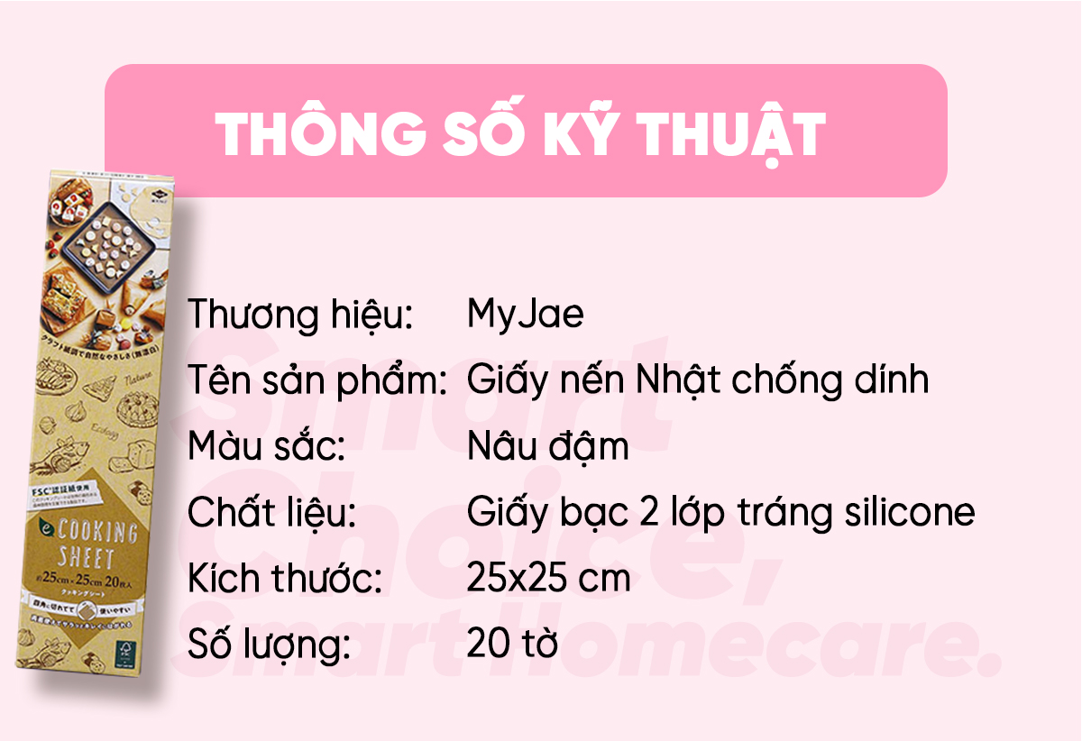 [MyJae x Toyal] Giấy Nến 2 Mặt Lót Nồi Chiên, Nướng Bánh, Giấy Lót Chống Dính 25cm x 25cm (20 Tờ/Hộp)