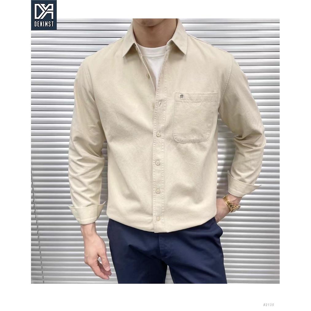 Áo sơ mi nam cotton kaki cao cấp Hashtag DENIMST, Áo sơ mi dài tay form suông 2135
