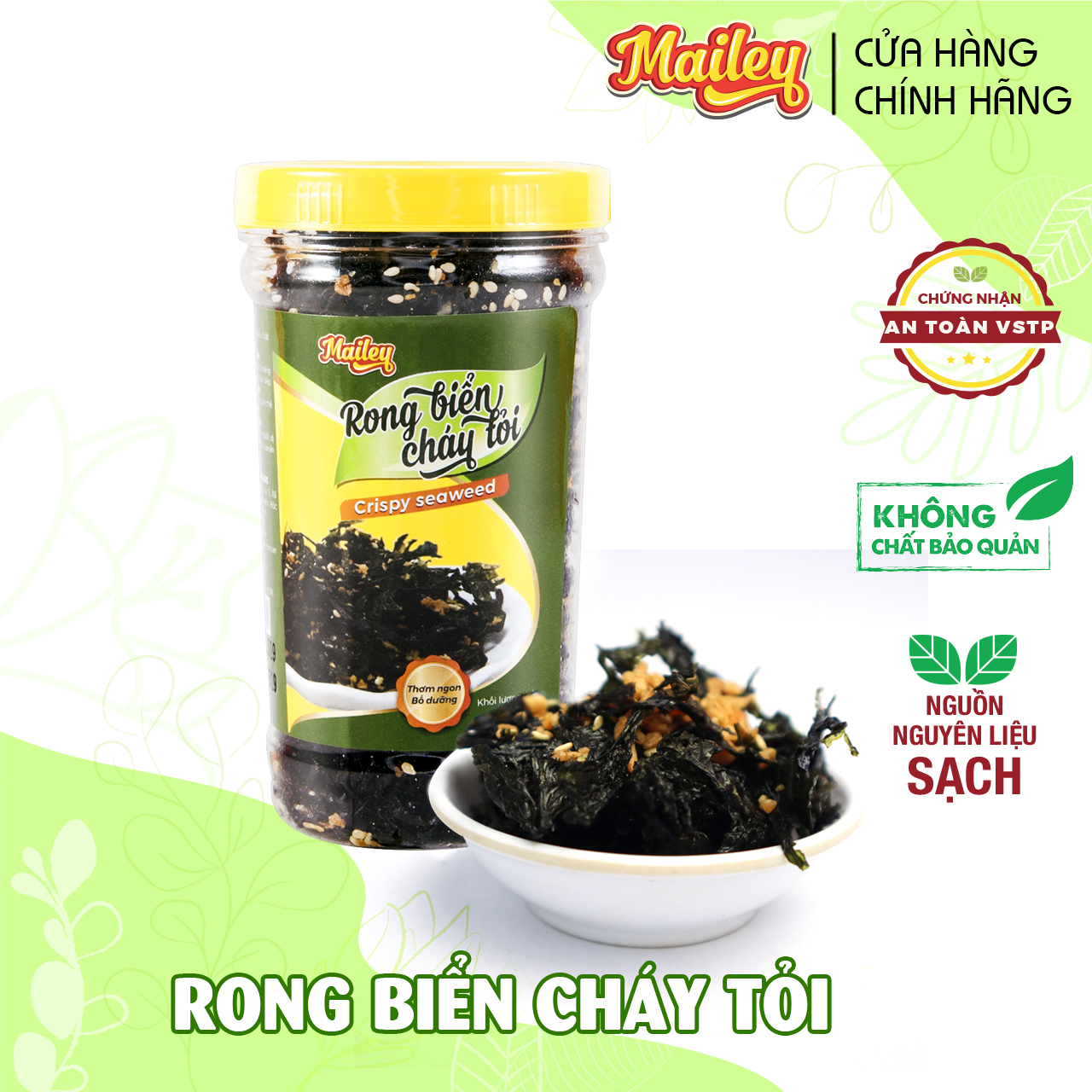 Rong biển cháy tỏi ăn liền MAILEY hũ 40G