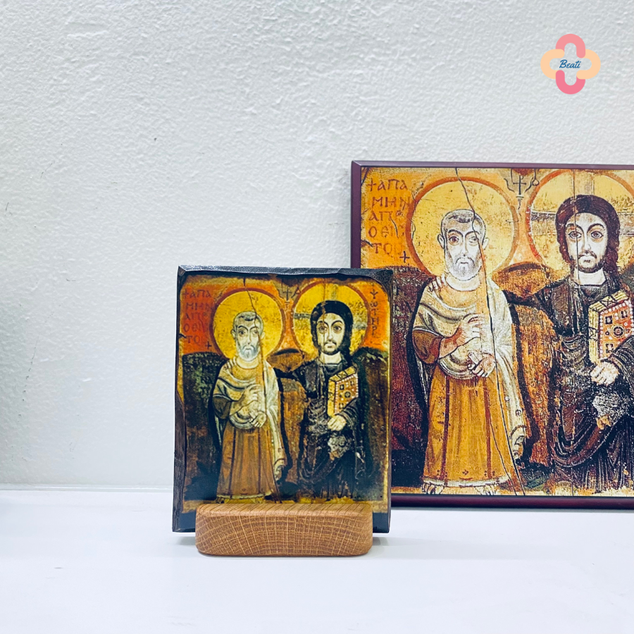 Icon Chúa Ba Ngôi Beati - Tranh Gỗ Thủ Công Màu Rustic / Icon of the Holy Trinity by Andrei Rublev.