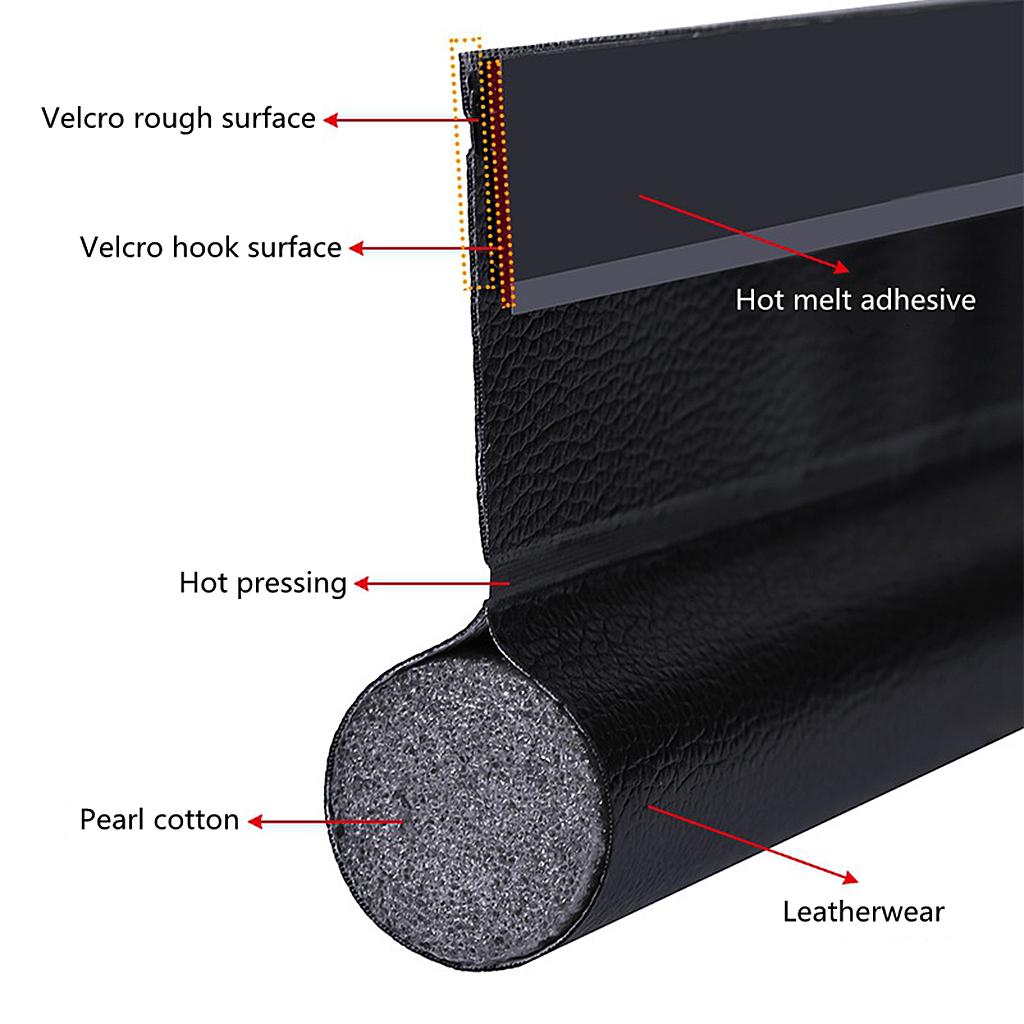 2xDoor Draft Stopper Door Draft Blocker Strong Adhesive 38" Length Black
