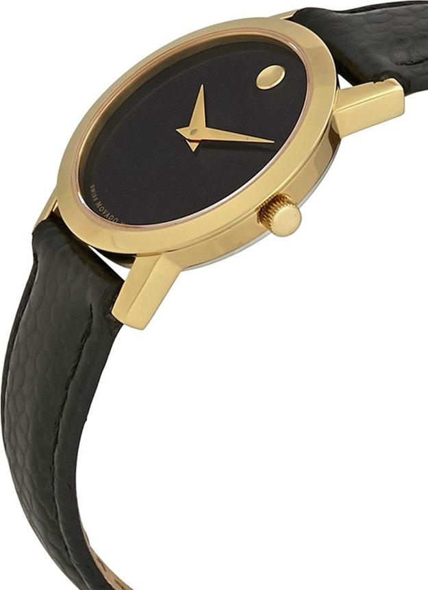 Đồng Hồ Nữ Movado Dd-0606088-Tròn Nữ Đen 2K Không Số 1 Chấm Vàng Vỏ Vàng Dd 88.A1.1837.2412Blk.4/0