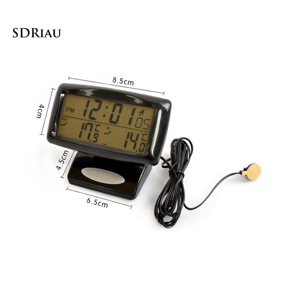 Đồng Hồ Điện Tử Màn Hình Lcd Hiển Thị Nhiệt Độ Và Độ Ẩm Cho Xe Hơi