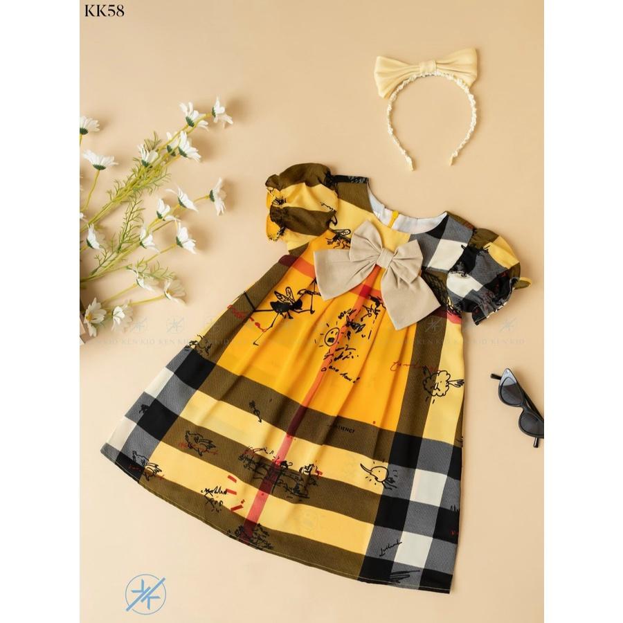 Đầm váy babydoll tay phồng mùa hè cho bé gái diện đi chơi đi học đẹp size 12-35kg chất lụa mềm mát