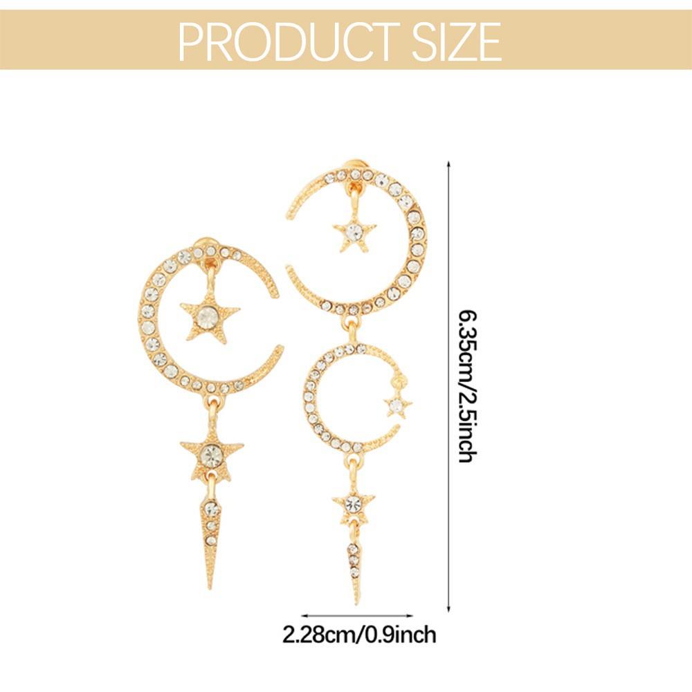 ☆YOLA☆ Women Drop Jewelry Moon Earrings Asymmetrical Sun Celestial Space Girls Star