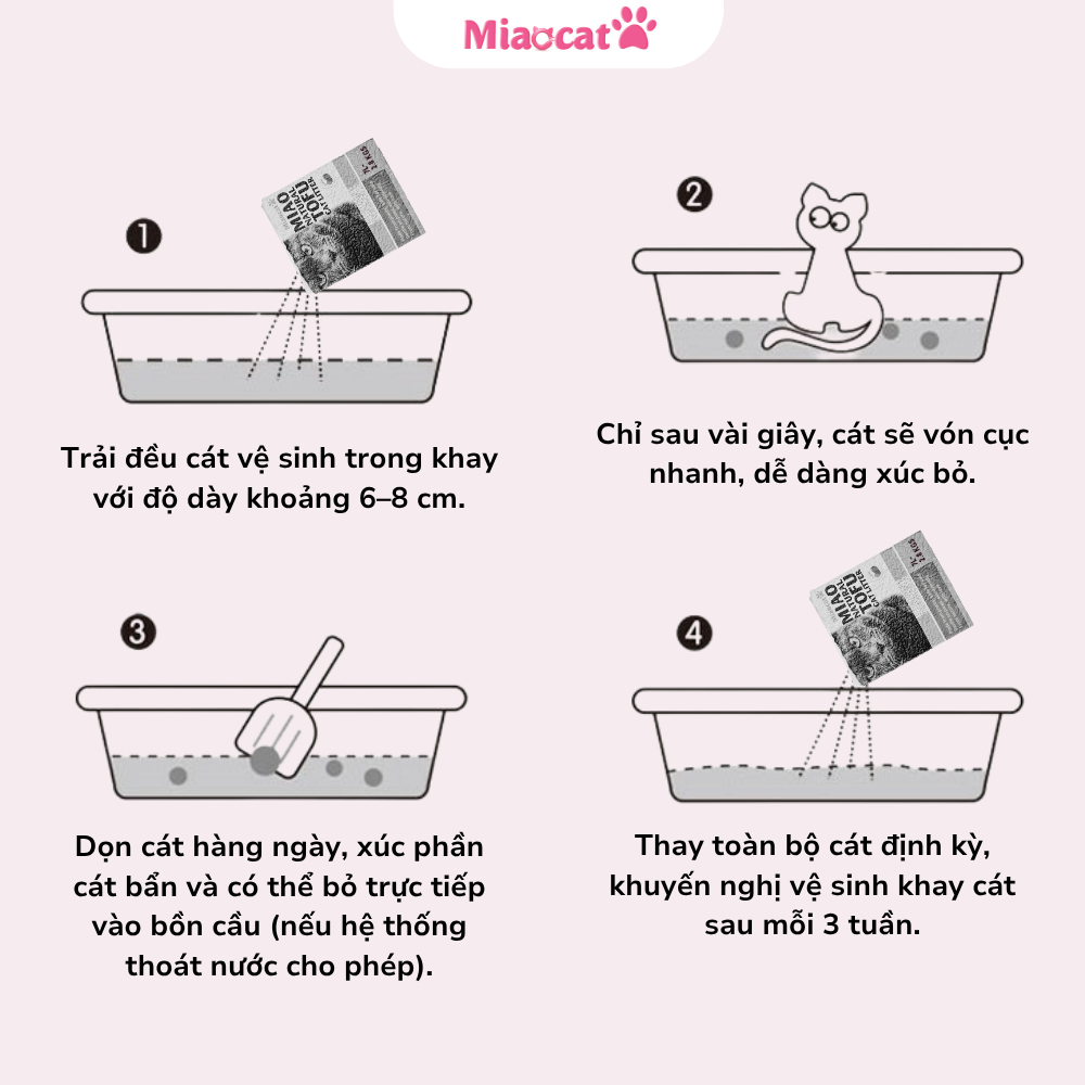 Cát Vệ Sinh Cho Mèo Miao 6L Than Hoạt Tính Cát Đậu Nành Khử Mùi Ít Bụi An Toàn MIAOCAT