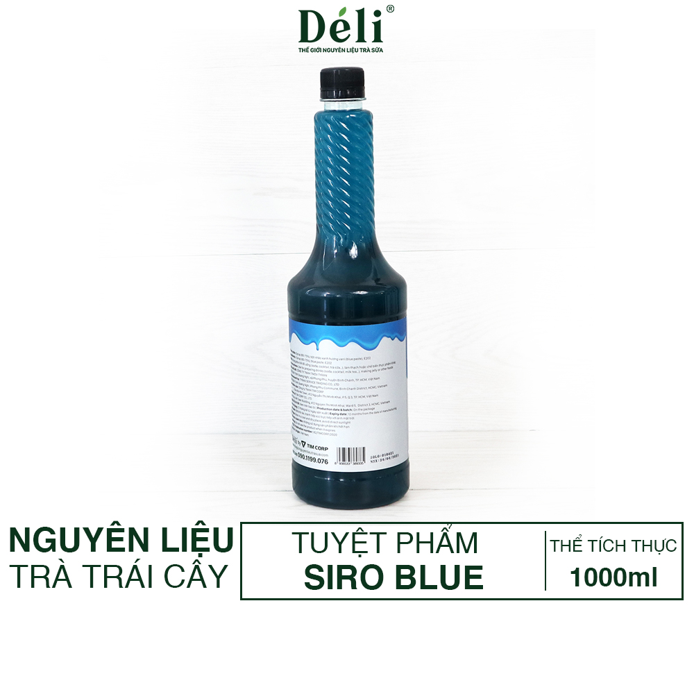 Siro blue Déli chai 1lit, HSD: 12 tháng Nguyên liệu pha chế trà trái cây, soda,...