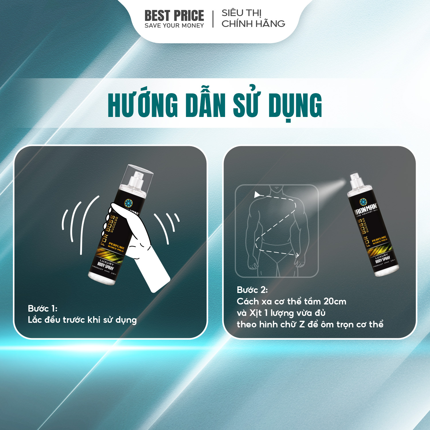 Xịt khử mùi nam toàn thân nước hoa ironman ngăn mồ hôi và khử mùi cơ thể 135ml