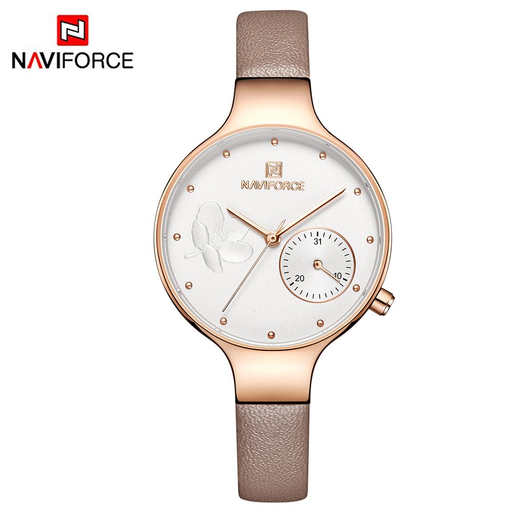 Đồng hồ Quartz Nữ Thời trang Dây da đeo tay Chất lượng cao Không thấm nước NAVIFORCE NF5001