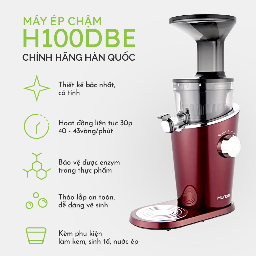 Máy ép trái cây chậm Hurom H100DBE (Đỏ) - Hàng chính hãng bảo hành 10 năm