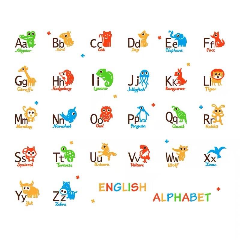 Decal dán tường mica 3D bảng chữ cái tiếng anh trang trí phòng bé, trang trí lớp học tiếng anh, tranh dán tường mica