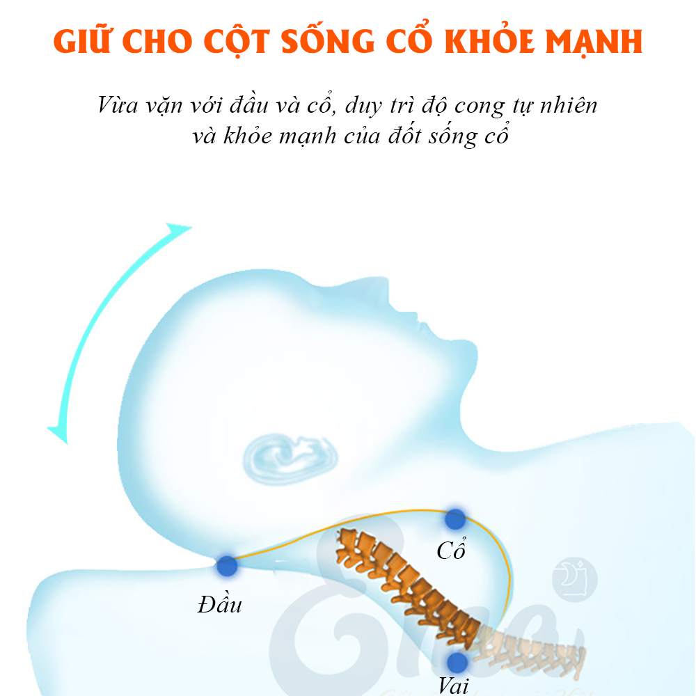 Gối cao su non có gel lạnh Ema cho người lớn - Chống ngủ ngáy, giảm đau mỏi cổ vai gáy - Phòng ngừa thoái hóa đốt sống cổ - Phong cách Nhật Bản