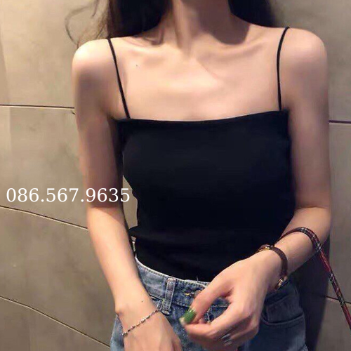 Áo 2 Dây Sợi Bún Thun Gân Siêu Đẹp Croptop Tăm Xinh Xắn HD001